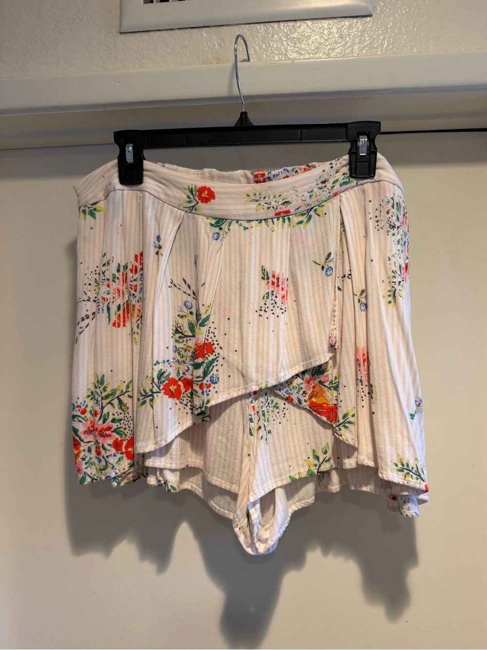 Free People Floral Asymmetrical Shorts